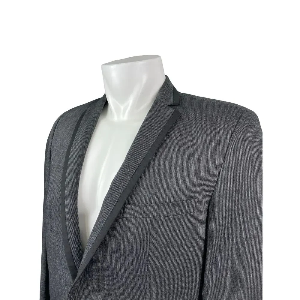 Zara Men Dark Gray Wool Notch Lapel Long Sleeve Blazer Sport Coat Suit Jacket 40